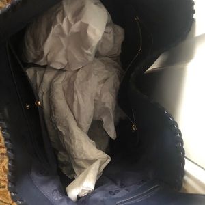 Tory Burch Blue Suede Bucket Bag